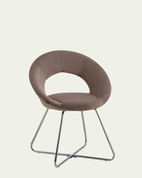 Chaise bubble Moka en velours , style scandinave arrondie.