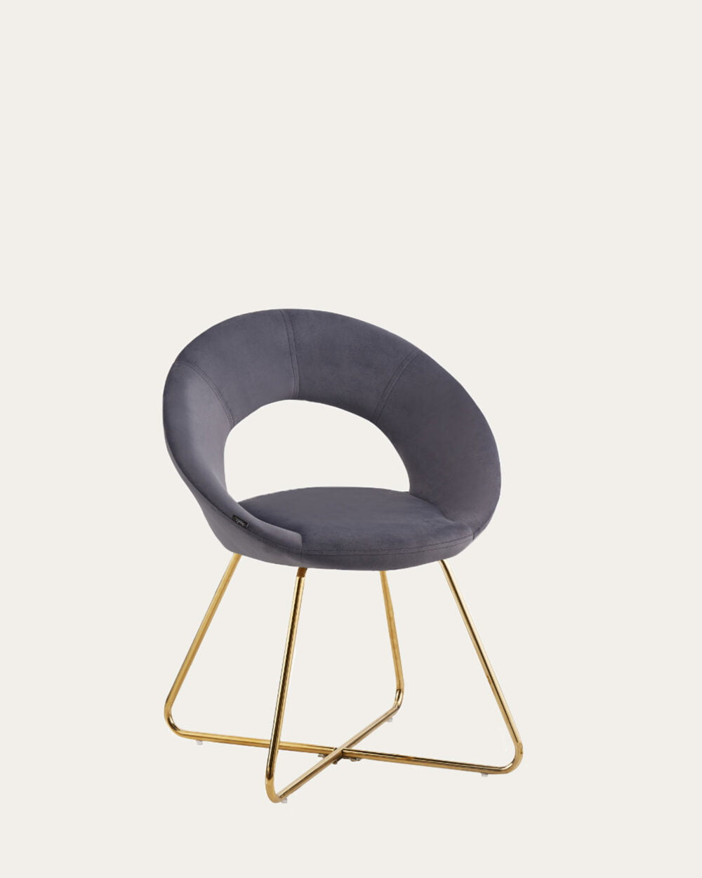 Chaise bubble est un chaise de salle à manger avec un velours gris et des pied couleur or. style scandinave