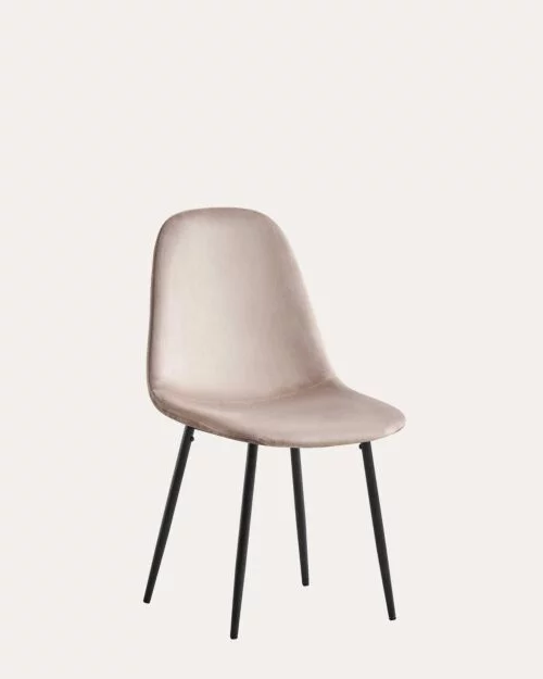Chaise Scandinave Velours Taupe x Black