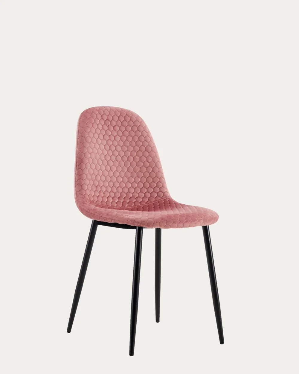 Chaise Scandinave Velours alveole rose x Black