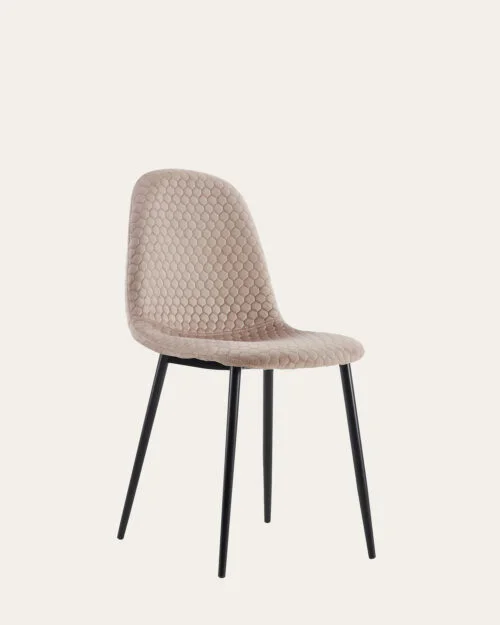 Chaise Scandinave Velours alveole Taupe x Black