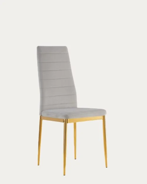 Chaise Tolia velours Gris x Gold