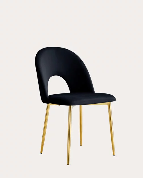 Chaise Teddy Velours Noir x Gold