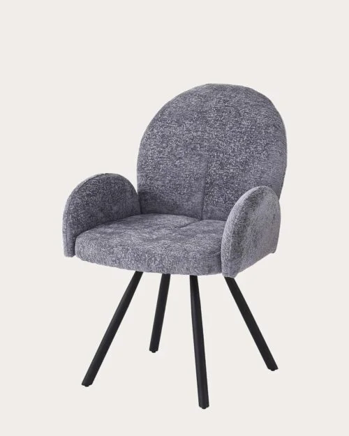 Chaise Mimi Velours Gris x Black