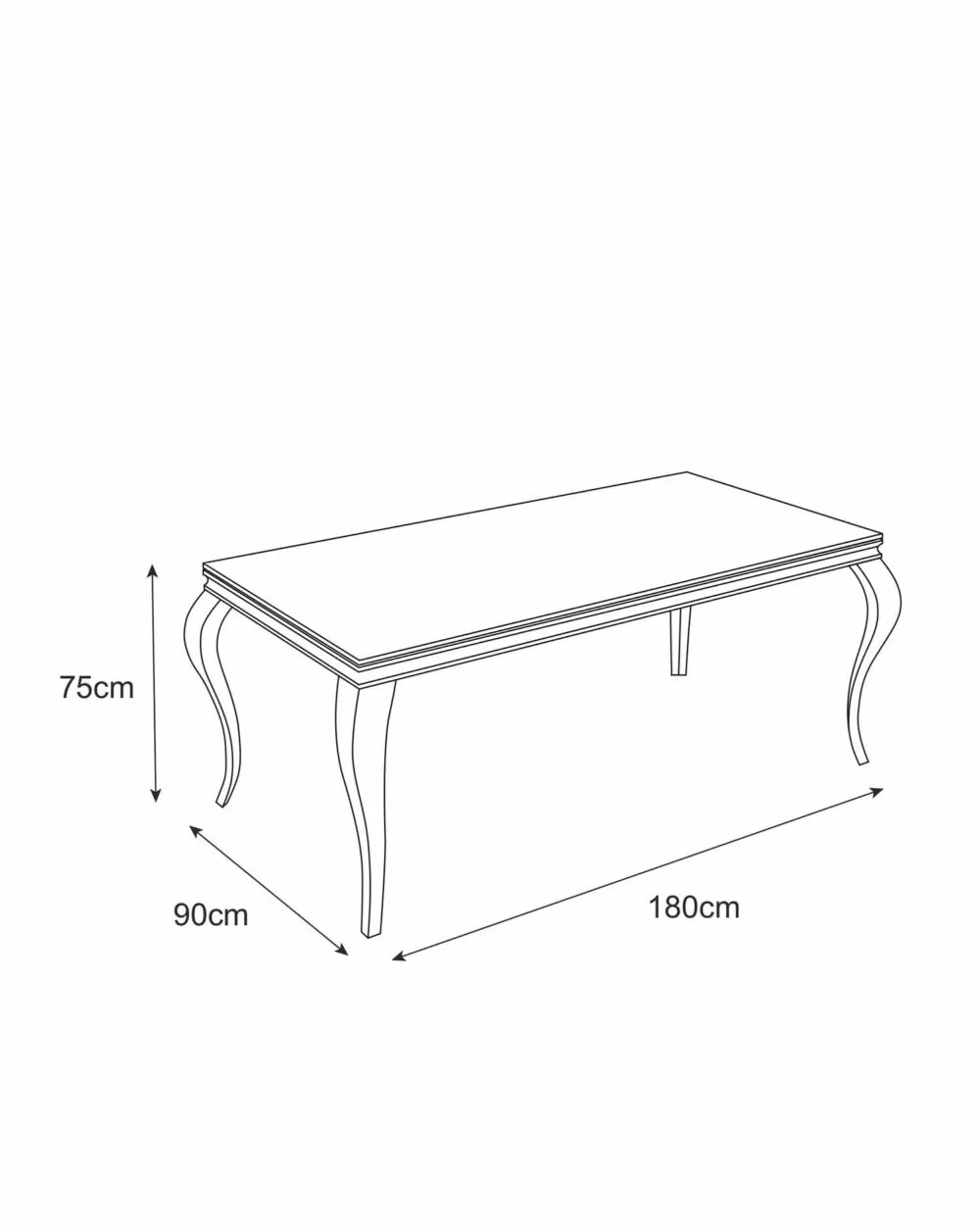 Table a manger Baroque | Marbre Blanc x Gold | Rectangle | 180cm – Image 3