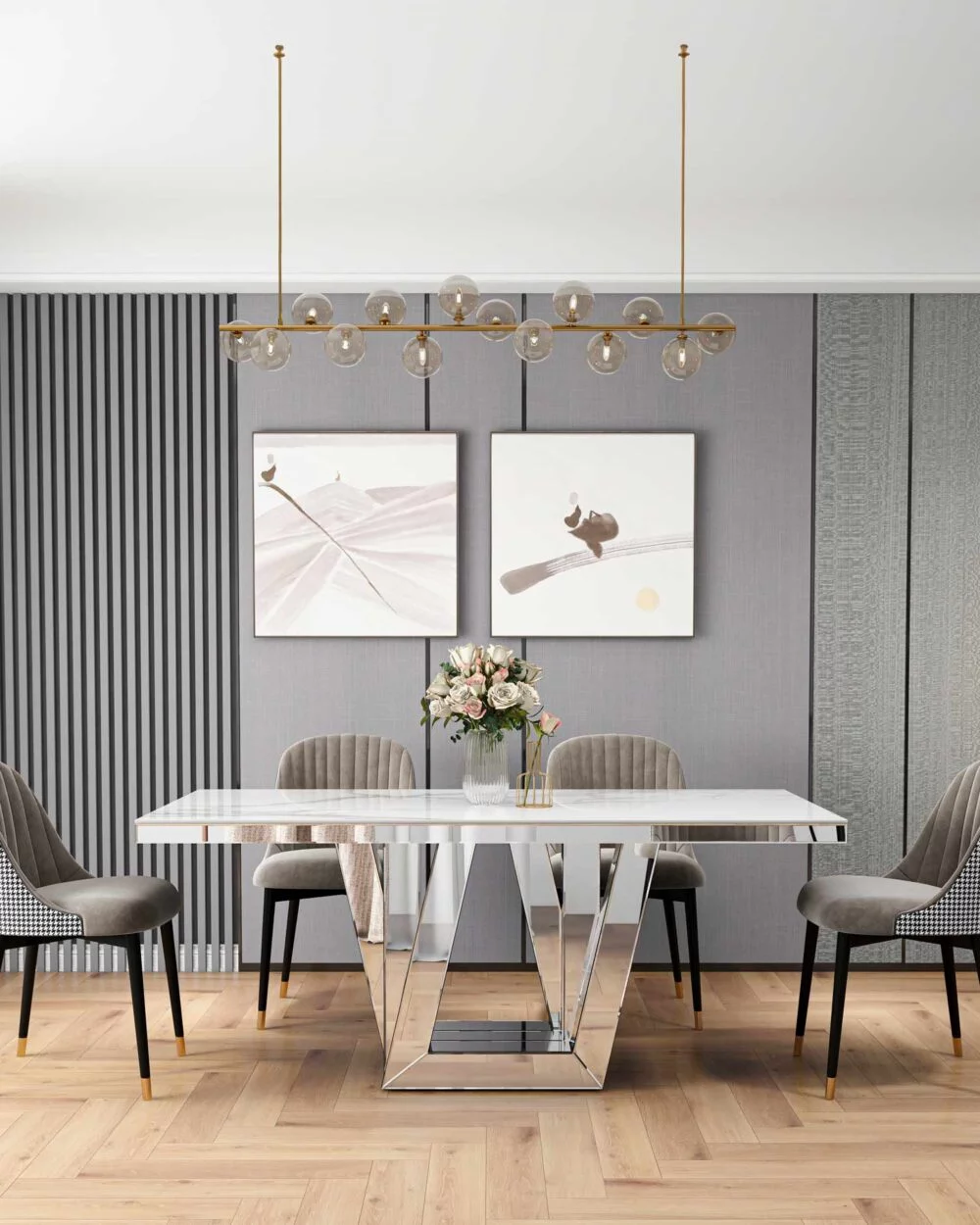 Table a manger Elegance | Blanc x Miroir | Rectangle | 180cm – Image 2