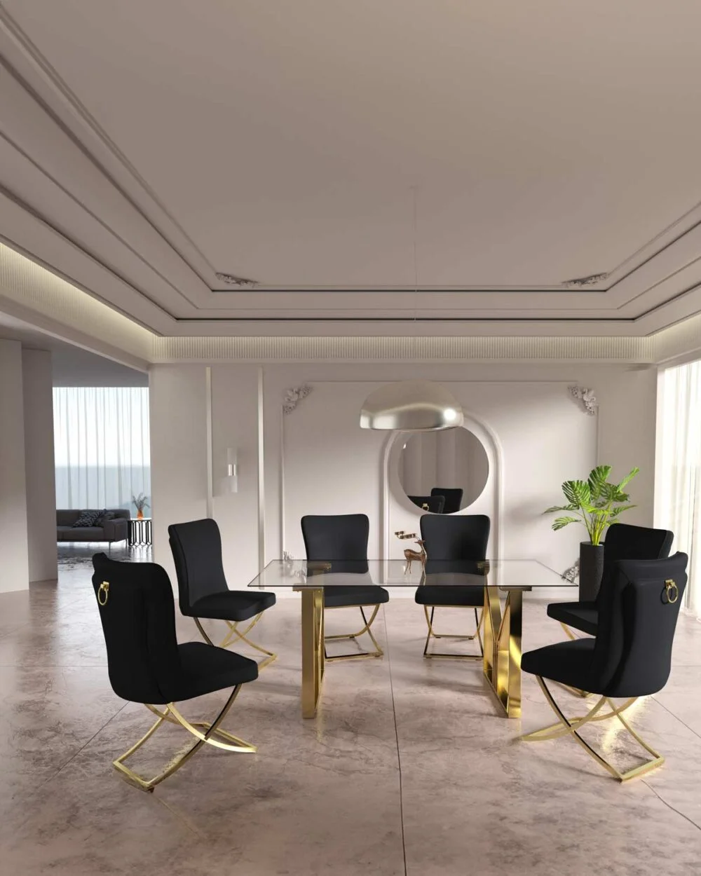 Table a manger IGREC | Verre x Gold | Rectangle | 180cm – Image 3