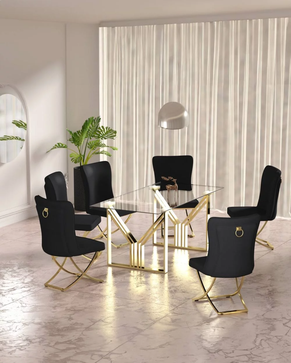 Table a manger IGREC | Verre x Gold | Rectangle | 180cm – Image 4