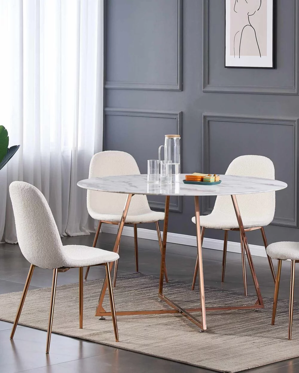 Table a manger Heloise Marbre | metal rose – Image 2