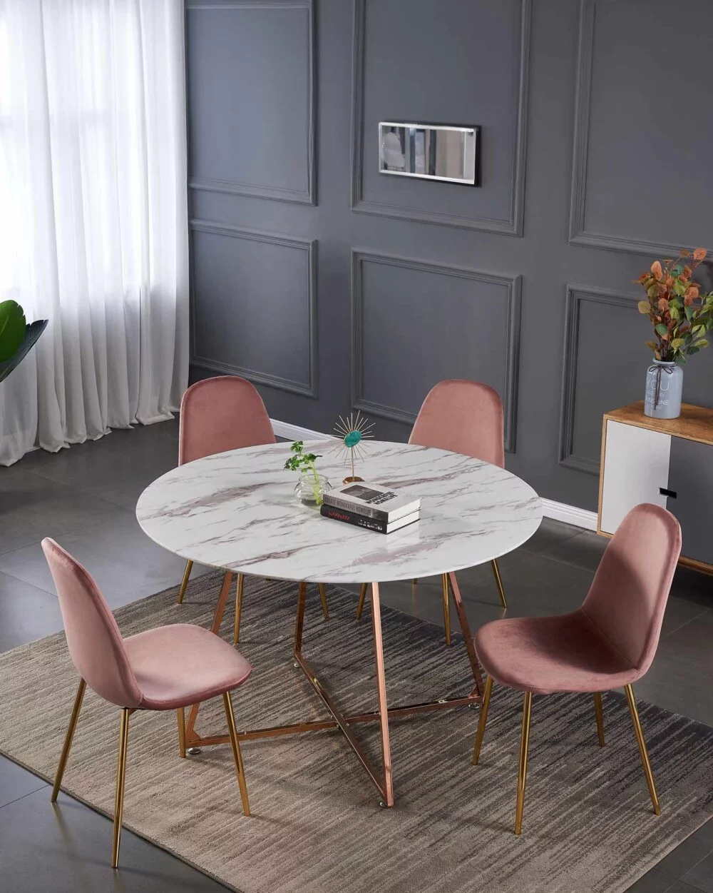 Table a manger Heloise Marbre | metal rose – Image 3
