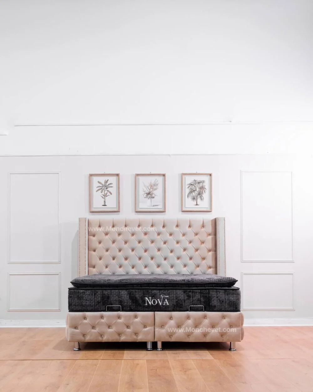 Lit coffre Clouté Beige – Image 2