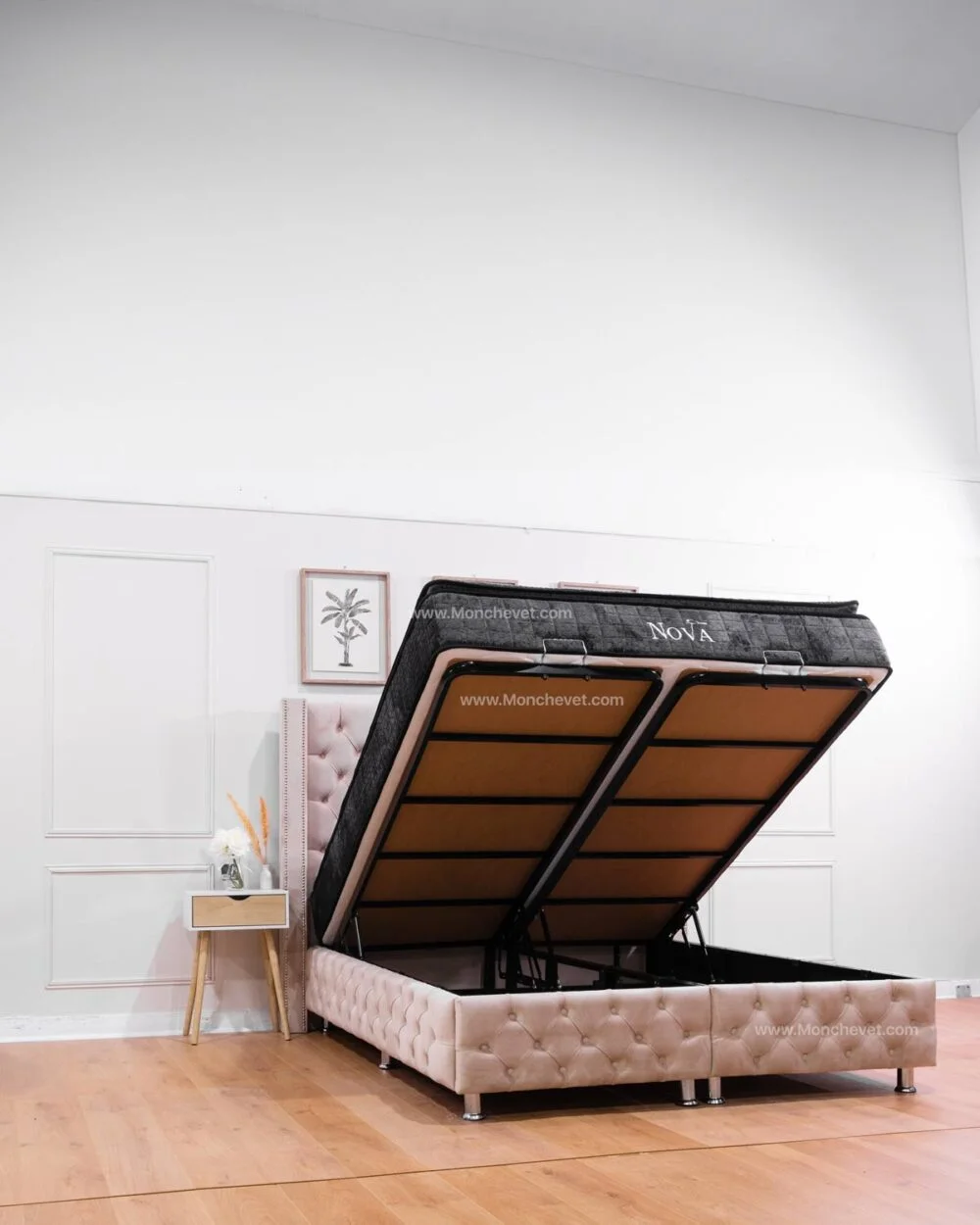 Lit coffre Clouté Beige – Image 4